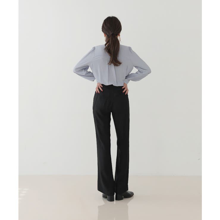 美脚パステルロングスラックス/しわ加工サテンフレアパンツ | by muni:r | 詳細画像39 