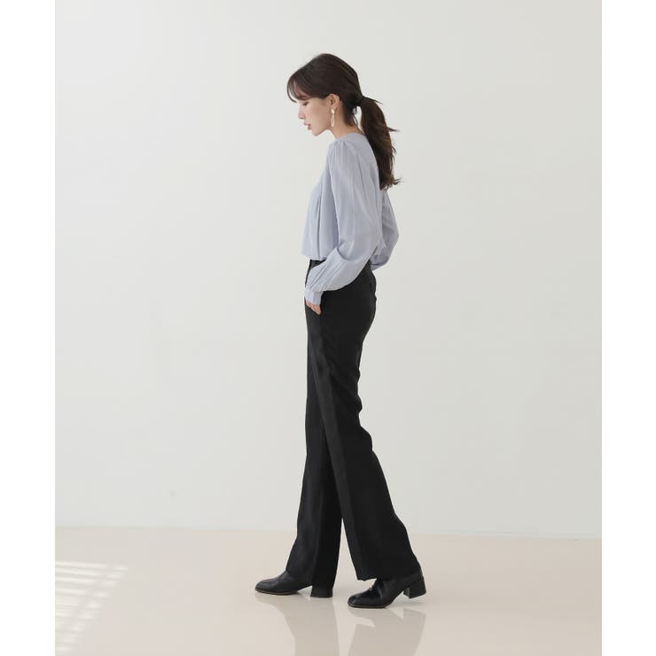 美脚パステルロングスラックス/しわ加工サテンフレアパンツ | by muni:r | 詳細画像40 