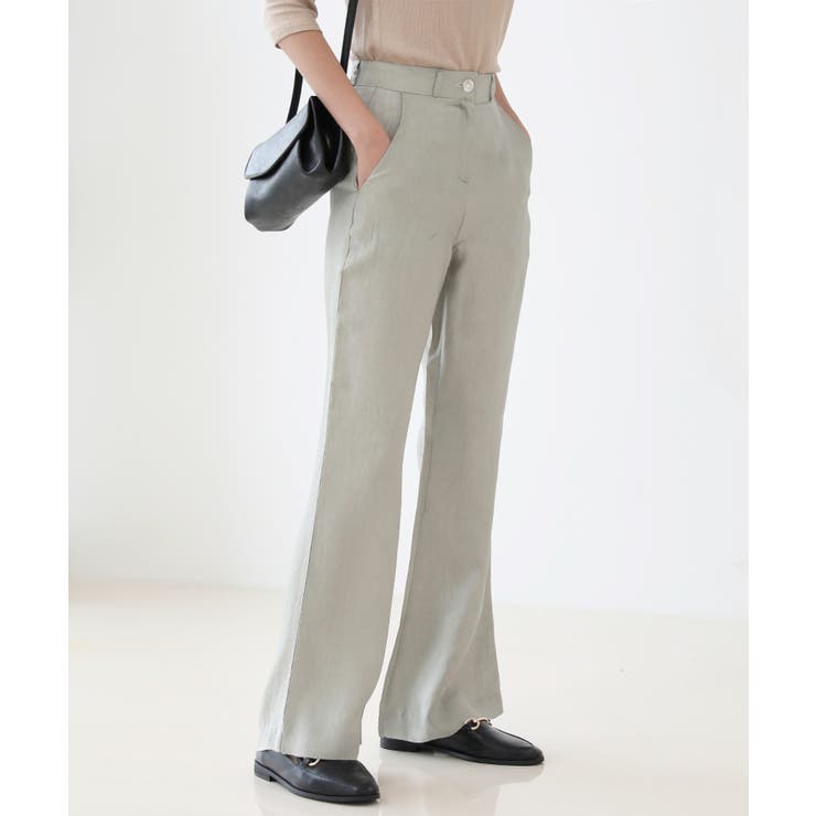 美脚パステルロングスラックス/しわ加工サテンフレアパンツ | by muni:r | 詳細画像8 