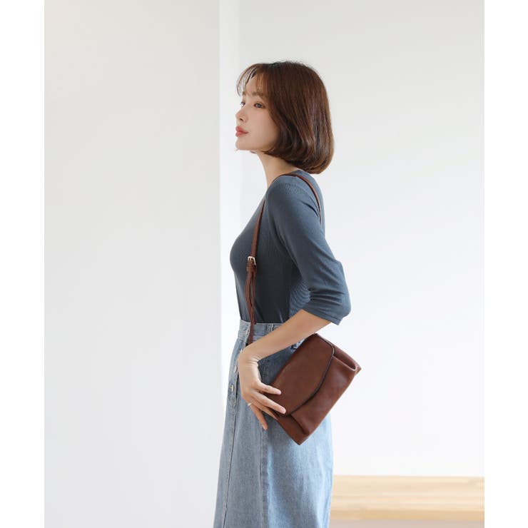 ラウンドネック スリムライン ソフトリブ 7分丈 Tシャツ | by muni:r | 詳細画像13 