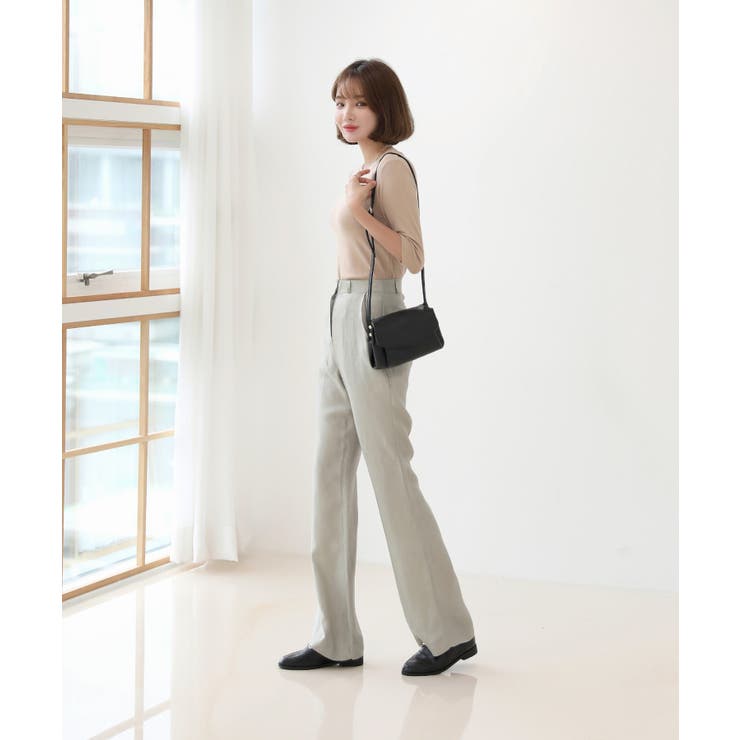 ラウンドネック スリムライン ソフトリブ 7分丈 Tシャツ | by muni:r | 詳細画像6 