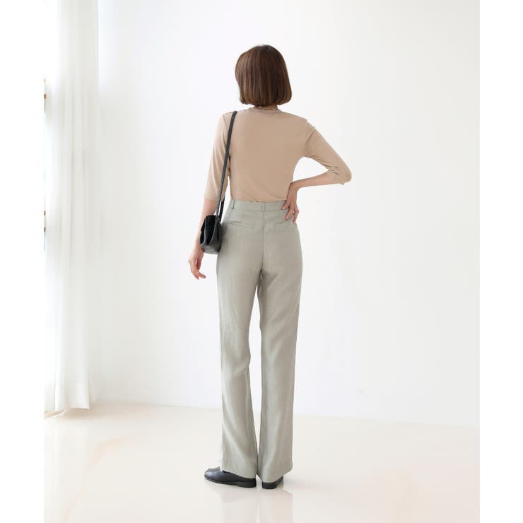 ラウンドネック スリムライン ソフトリブ 7分丈 Tシャツ | by muni:r | 詳細画像7 