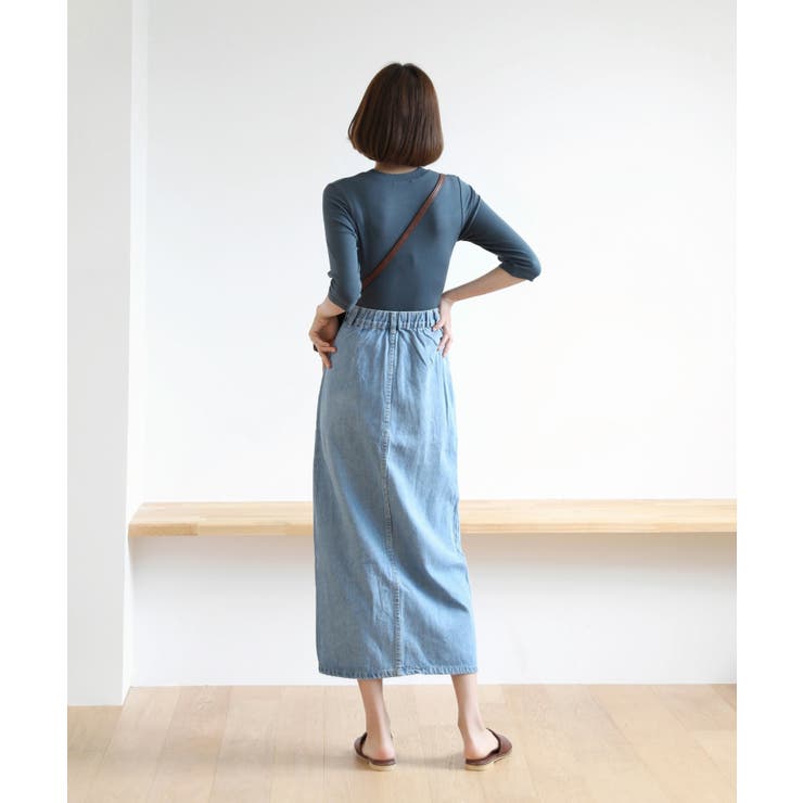 ラウンドネック スリムライン ソフトリブ 7分丈 Tシャツ | by muni:r | 詳細画像9 