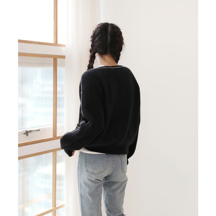 ステッチラインVネックカーディガン | by muni:r | 詳細画像2 