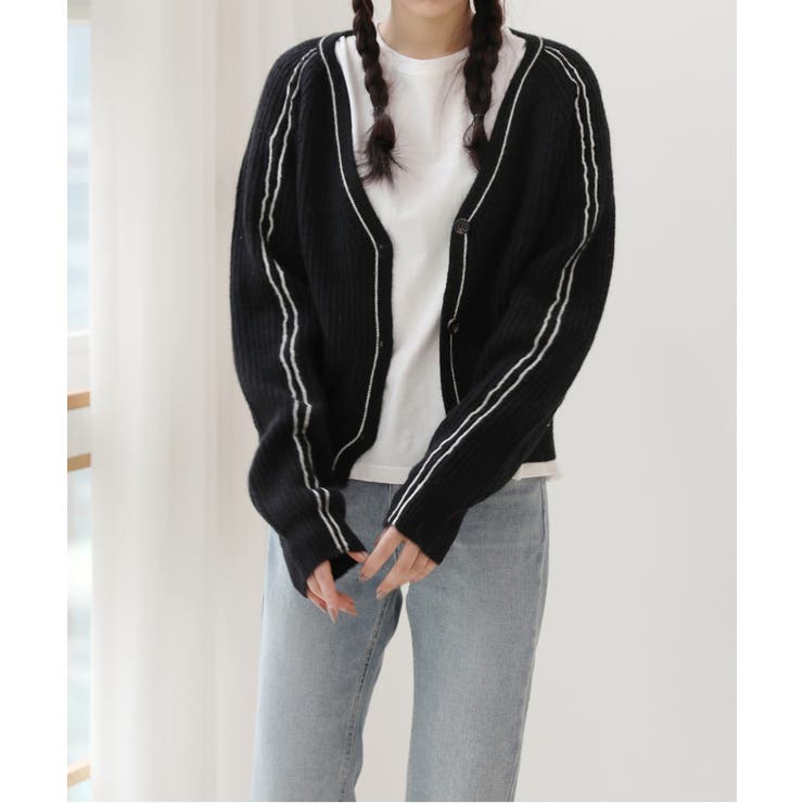 ステッチラインVネックカーディガン | by muni:r | 詳細画像3 