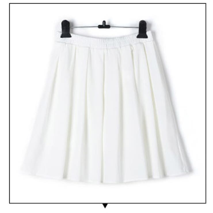 ホワイト | スカート ミニ丈 インナーパンツ付き フレアー コットン 韓国ファッション 夏 | candy-house 