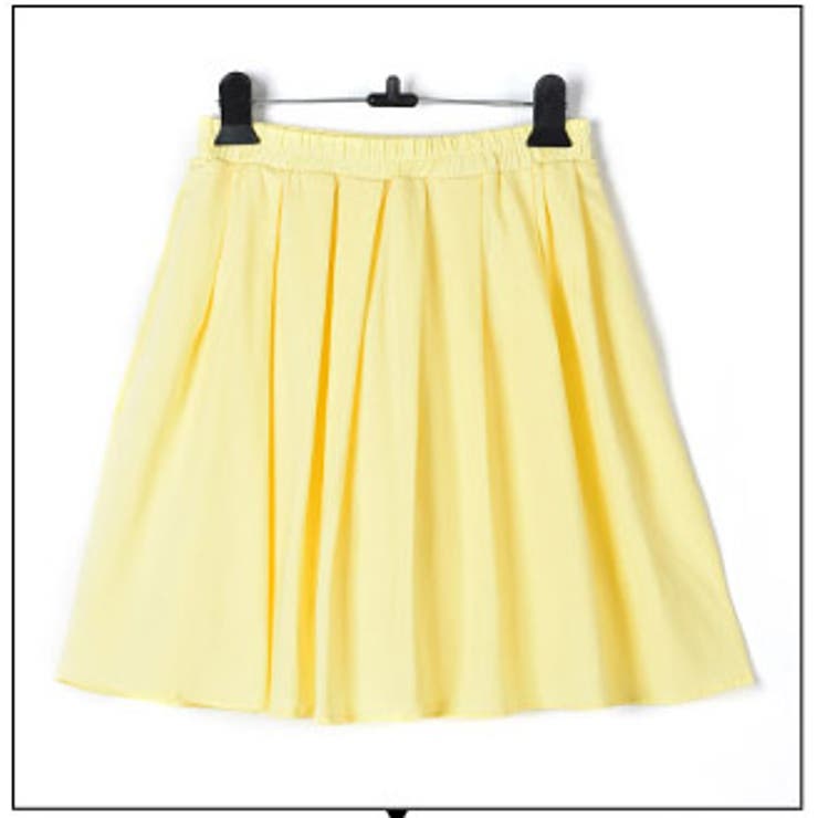 イエロー | スカート ミニ丈 インナーパンツ付き フレアー コットン 韓国ファッション 夏 | candy-house 