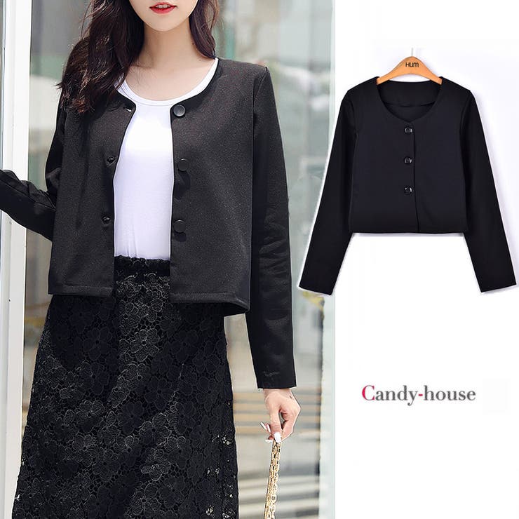 トップス ジャケット ノーカラー ショート 1751 韓国ファッション 夏 | candy-house  | 詳細画像1 