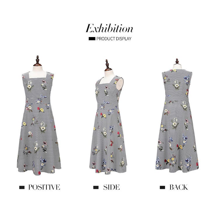 花柄 ワンピース ロング フラワープリント ボーダー 1887[品番