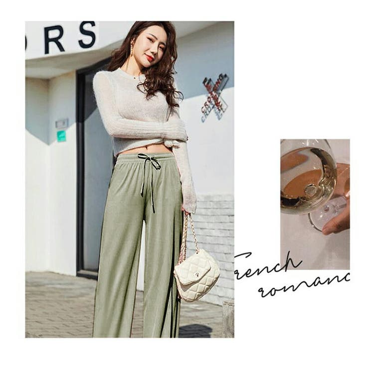 オリーブ | ワイドパンツ 4色 ガウチョパンツ | candy-house 