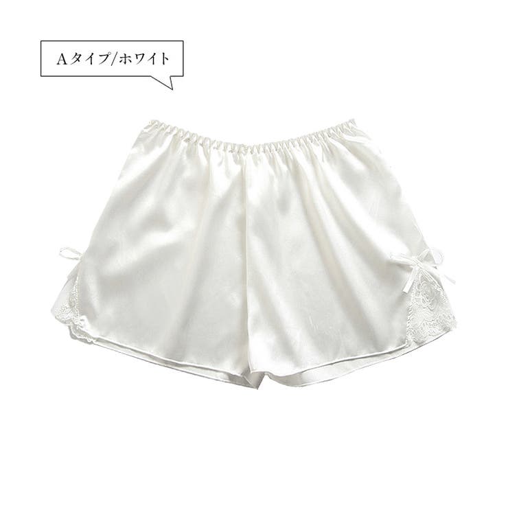 Aタイプ/ホワイト | レディース ペチパンツ サテン | candy-house 