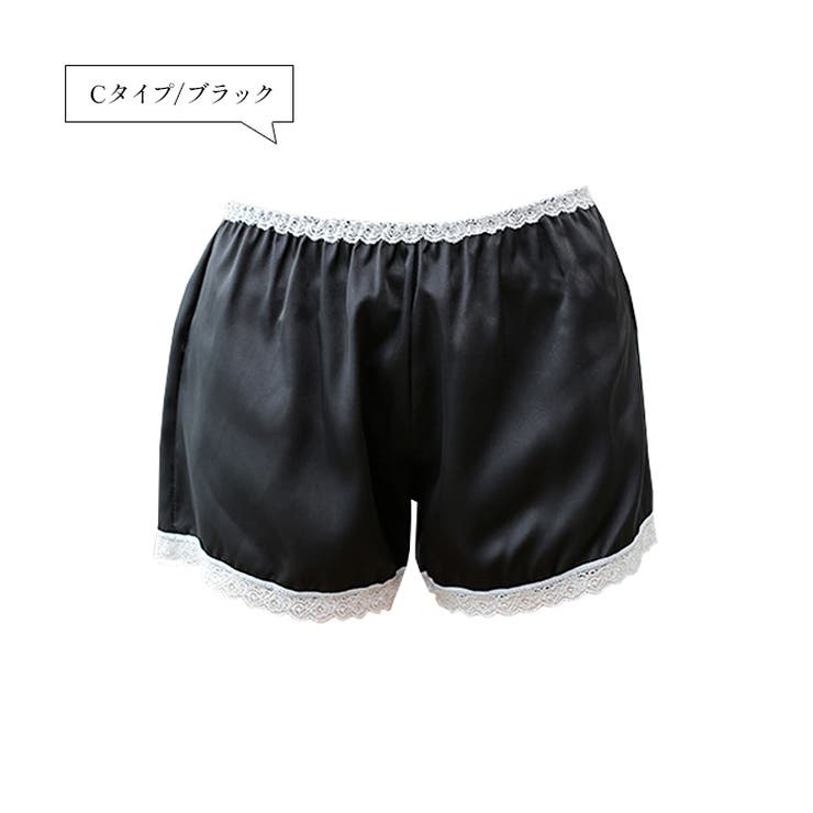 Cタイプ/ブラック | レディース ペチパンツ サテン | candy-house 