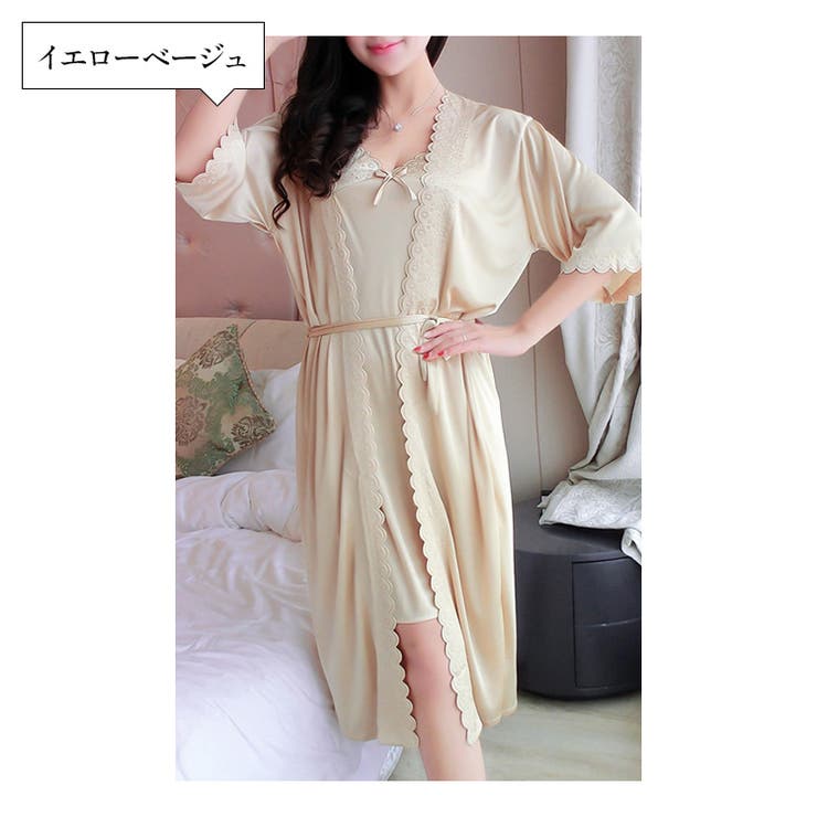 イエローベージュ | レディース ネグリジェ ガウン | candy-house 