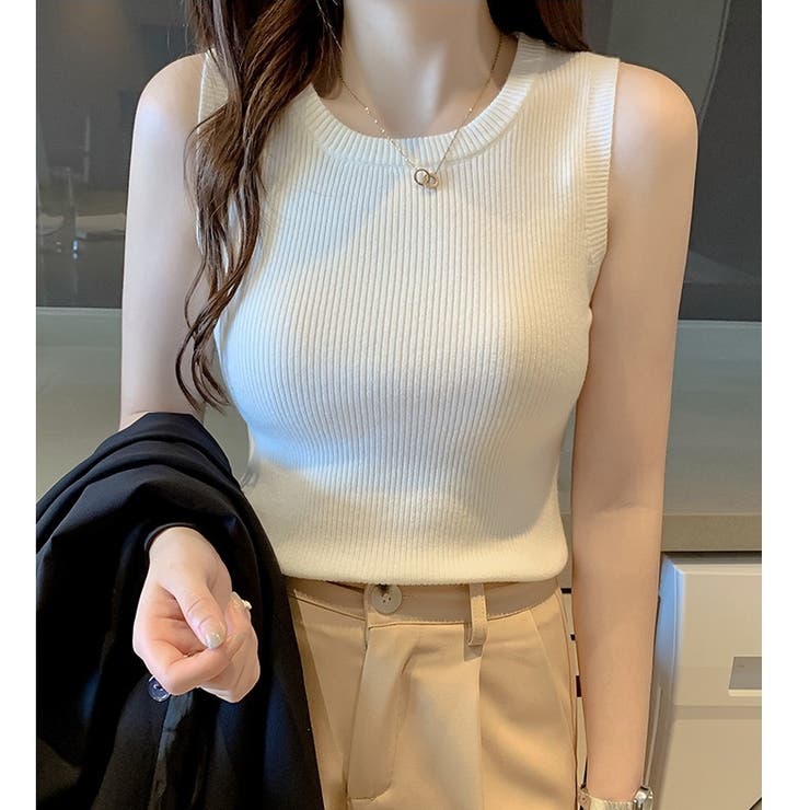 アイボリー | リブニット タンクトップ インナー | Carpe diem