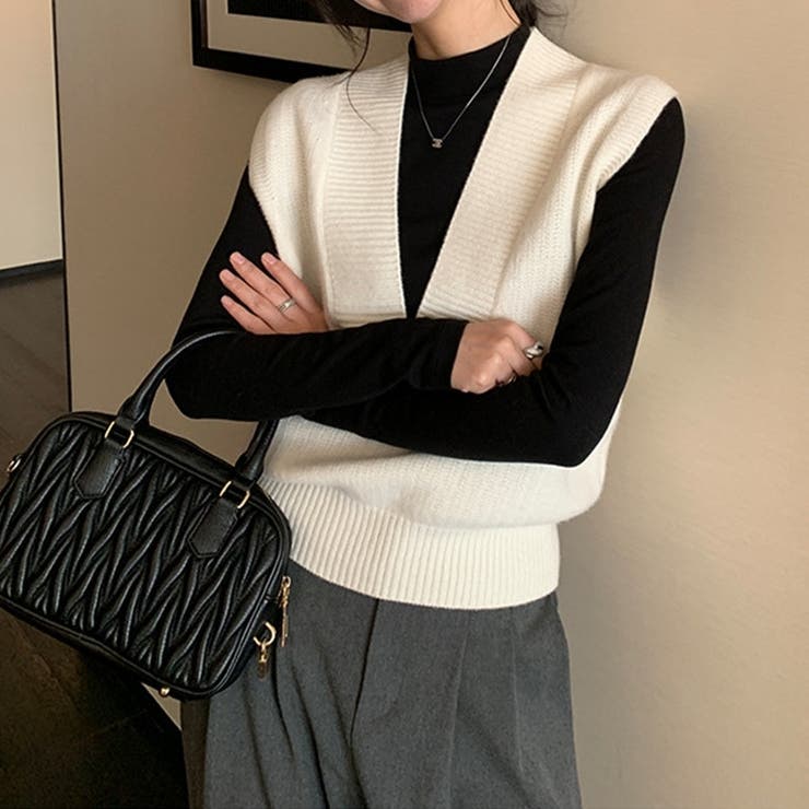 ジレ 深Vネック ニットベスト | Carpe diem | 詳細画像1 