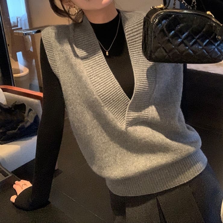 ジレ 深Vネック ニットベスト | Carpe diem | 詳細画像3 