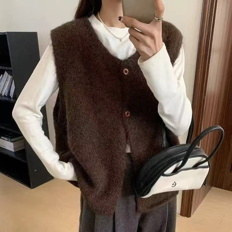 ふんわりシャギー ニットベスト トップスニット | Carpe diem | 詳細画像7 