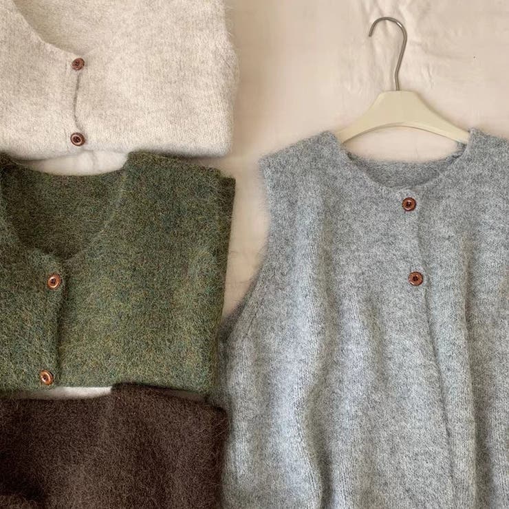 ふんわりシャギー ニットベスト トップスニット | Carpe diem | 詳細画像9 