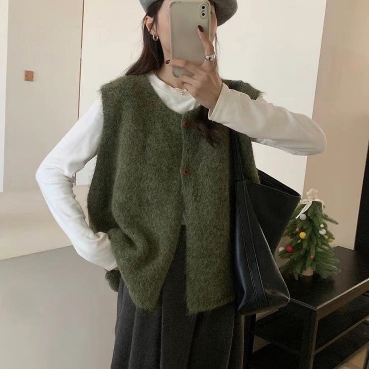 ふんわりシャギー ニットベスト トップスニット | Carpe diem | 詳細画像2 