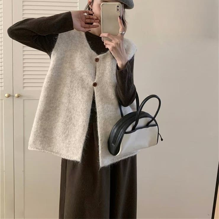 ふんわりシャギー ニットベスト トップスニット | Carpe diem | 詳細画像3 