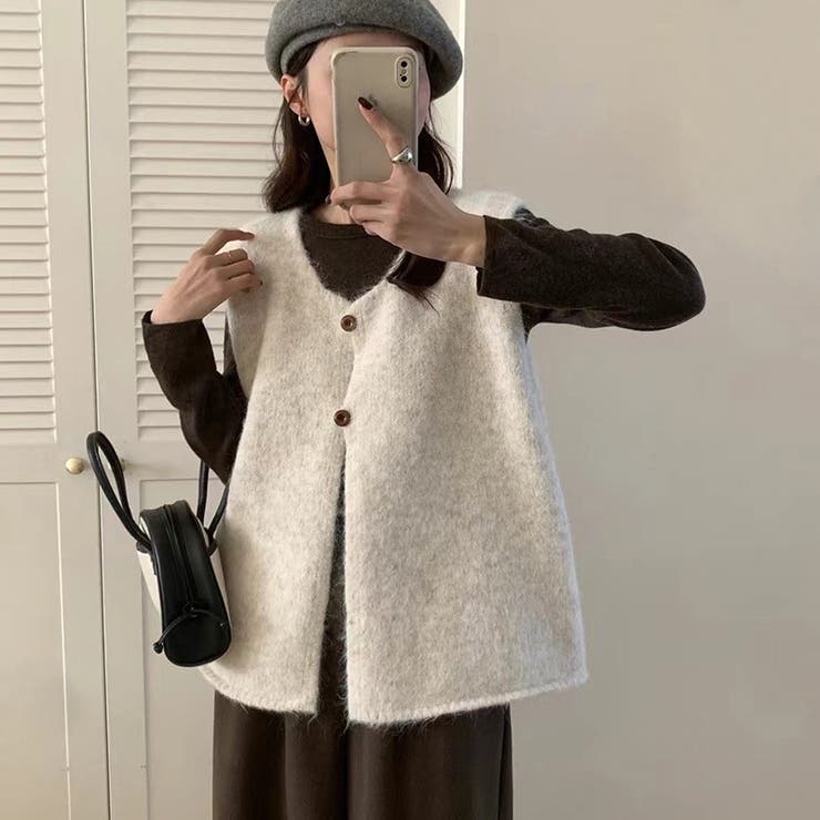 ふんわりシャギー ニットベスト トップスニット | Carpe diem | 詳細画像4 