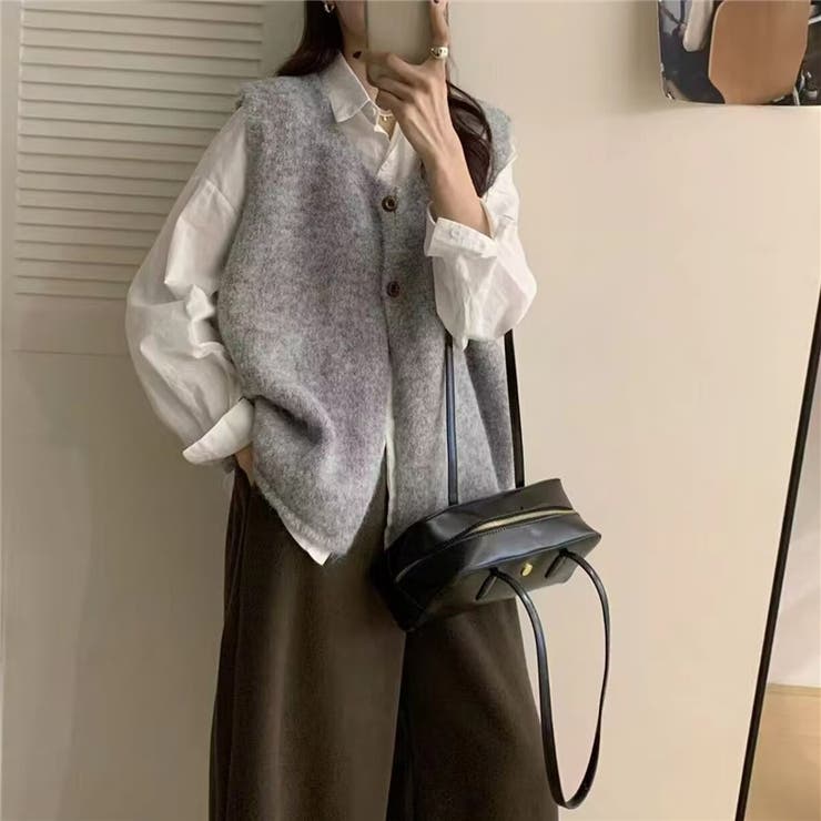 ふんわりシャギー ニットベスト トップスニット | Carpe diem | 詳細画像5 