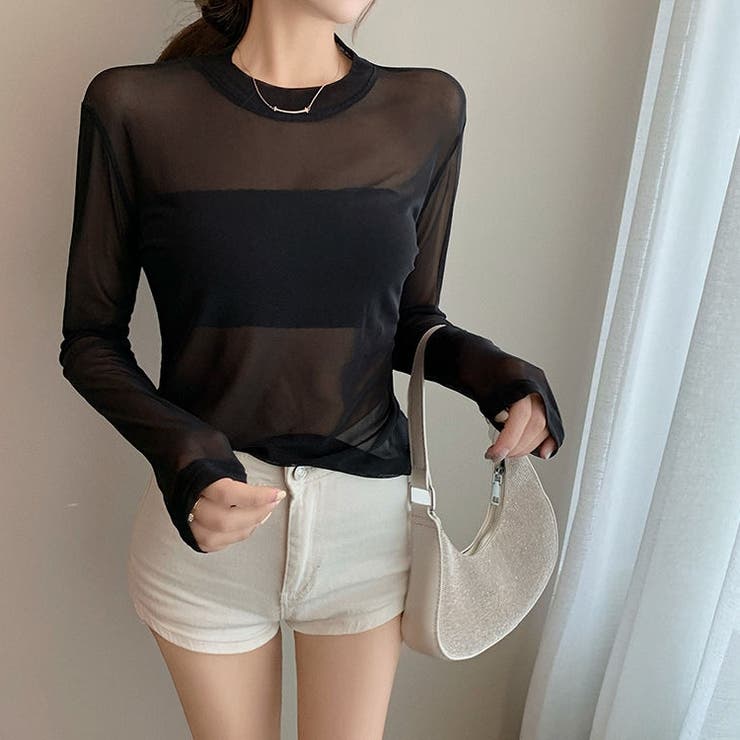 ブラック | シアートップス シアーインナー クールネック | Carpe diem