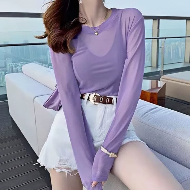 パープル | シアートップス シアーインナー クールネック | Carpe diem