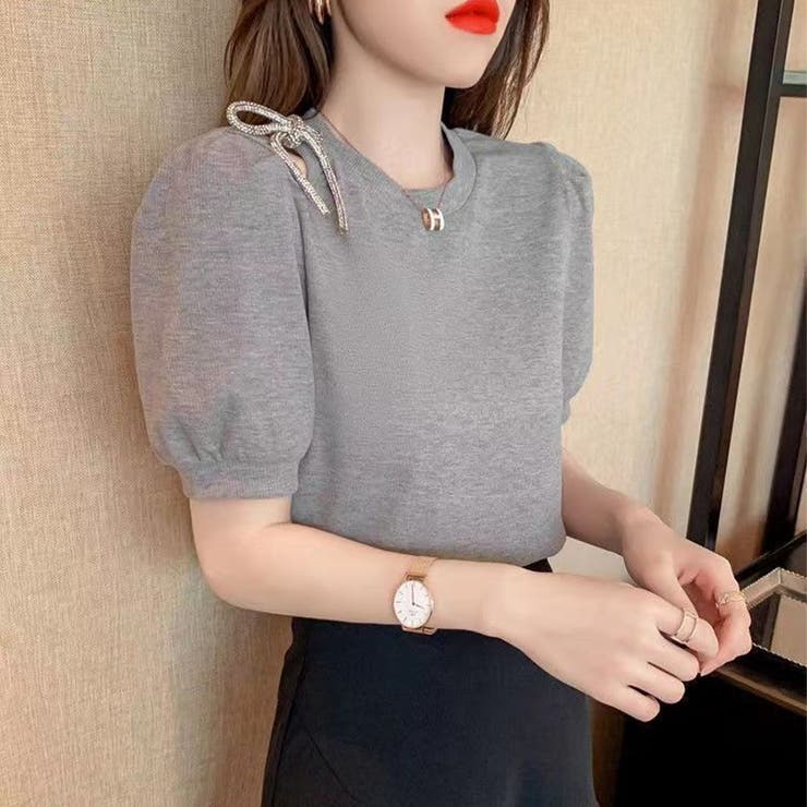 半袖ブラウス トップス 飾り付き | Carpe diem | 詳細画像4 