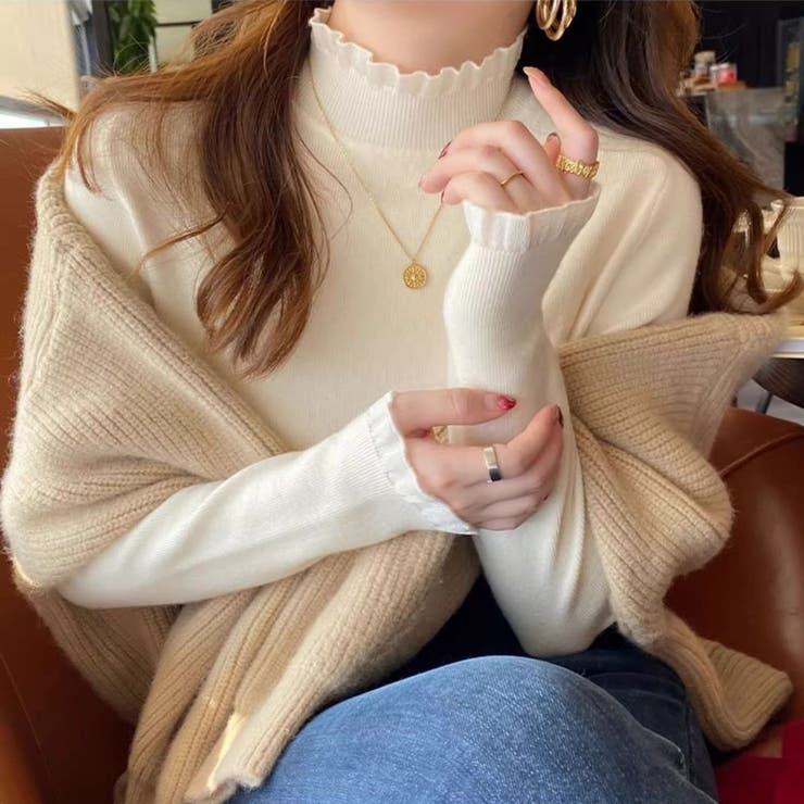 フリル襟 ニットトップス ハイネック | Carpe diem | 詳細画像7 