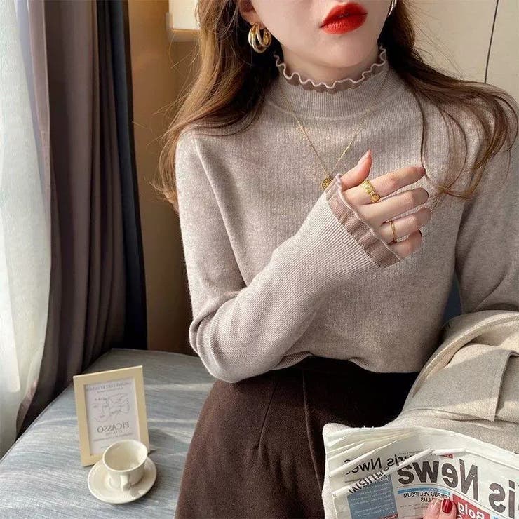 フリル襟 ニットトップス ハイネック | Carpe diem | 詳細画像2 