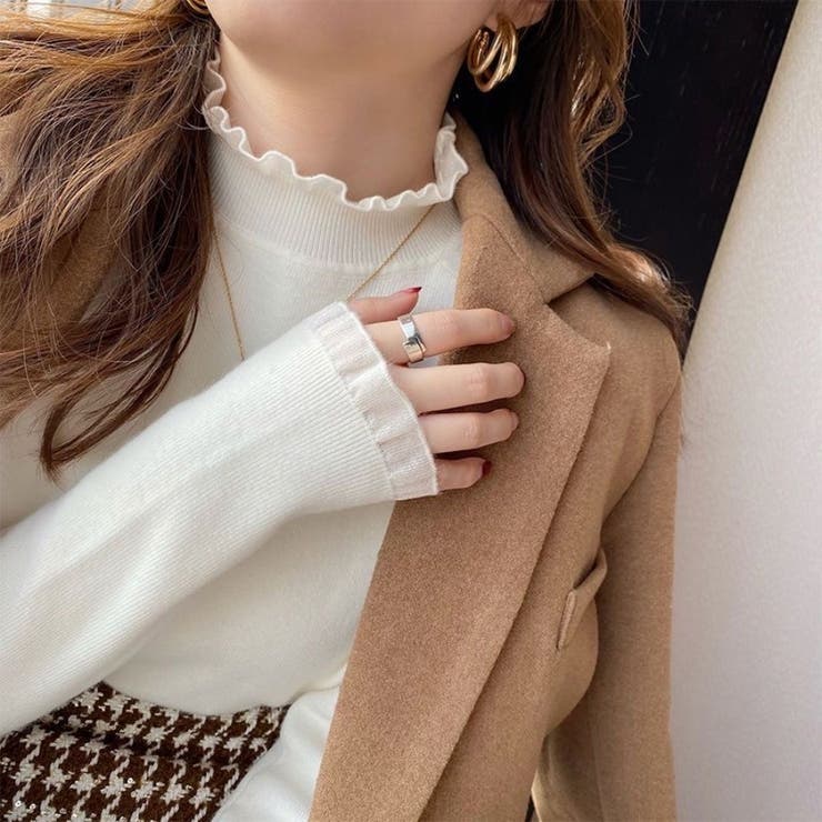 フリル襟 ニットトップス ハイネック | Carpe diem | 詳細画像3 