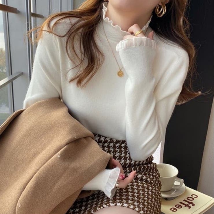 フリル襟 ニットトップス ハイネック | Carpe diem | 詳細画像4 