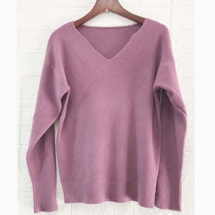 リブニットトップス vネックニット カットソー | Carpe diem | 詳細画像13 