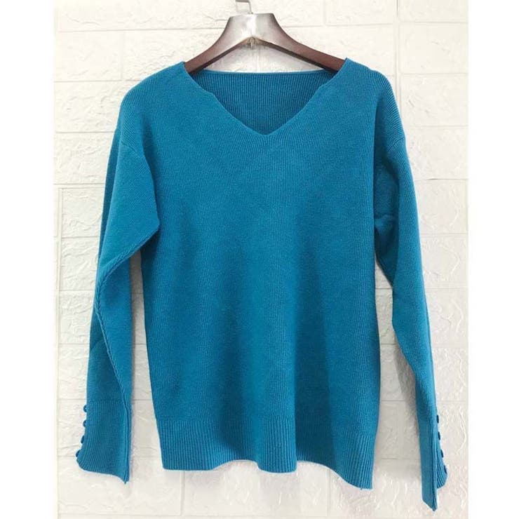 リブニットトップス vネックニット カットソー | Carpe diem | 詳細画像14 