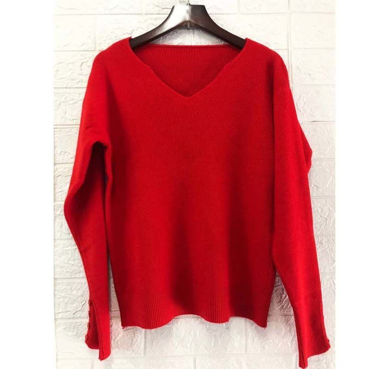 リブニットトップス vネックニット カットソー | Carpe diem | 詳細画像16 