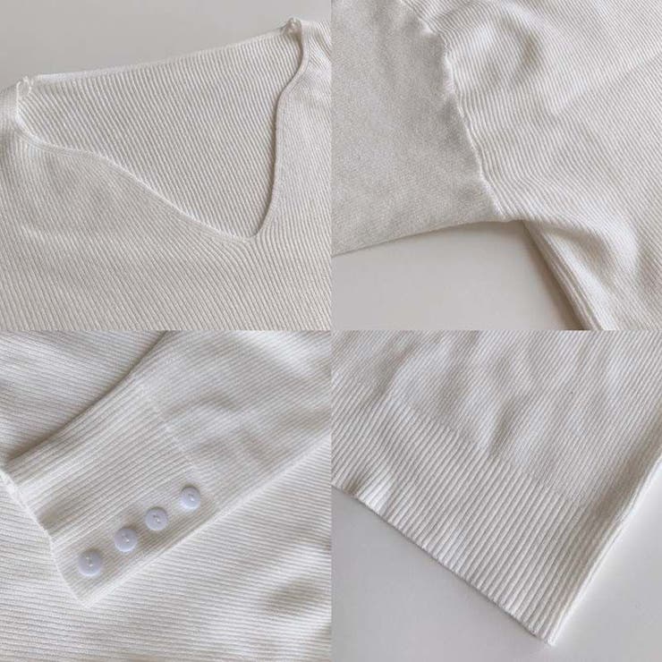 リブニットトップス vネックニット カットソー | Carpe diem | 詳細画像18 