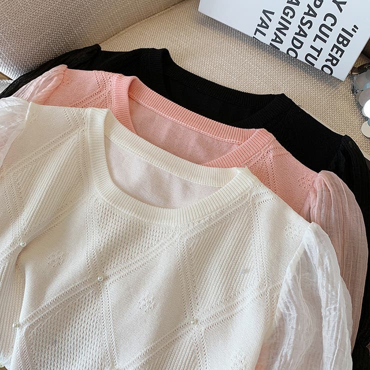 パール付き 半袖ブラウス トップス | Carpe diem | 詳細画像7 