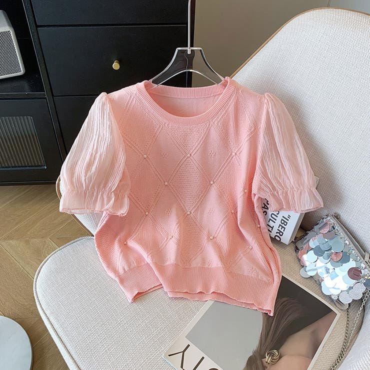 パール付き 半袖ブラウス トップス | Carpe diem | 詳細画像3 