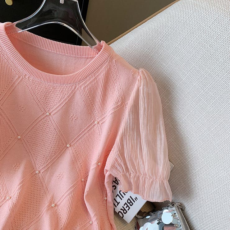 パール付き 半袖ブラウス トップス | Carpe diem | 詳細画像4 