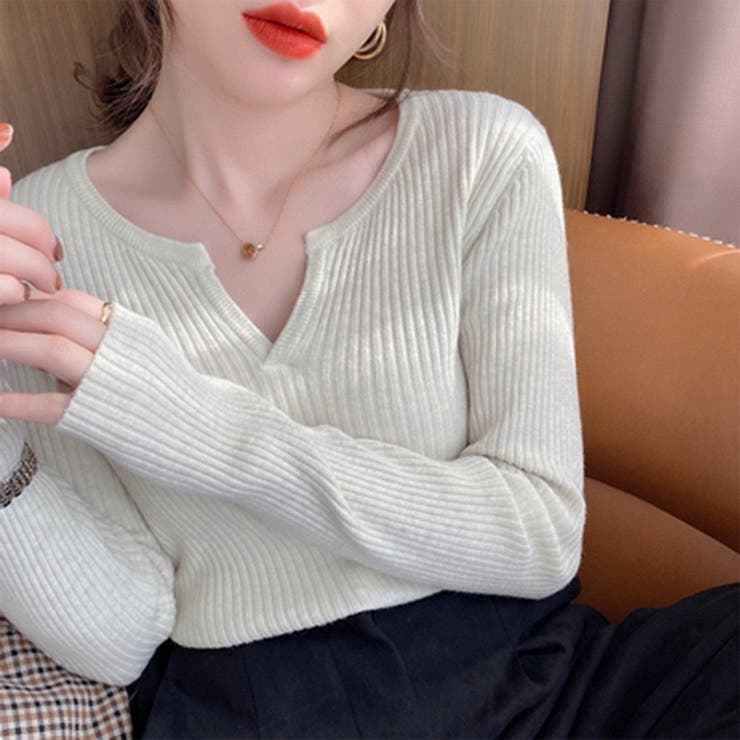 vネックニット トップス ハートシェイプドネック | Carpe diem | 詳細画像2 