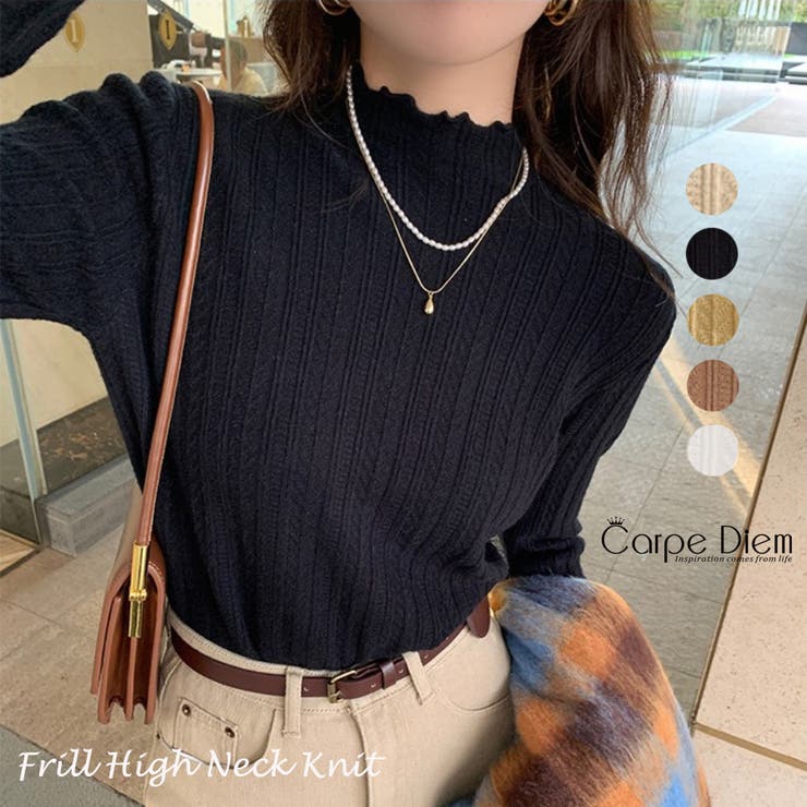 ブラック | ニット トップス ハイネック | Carpe diem