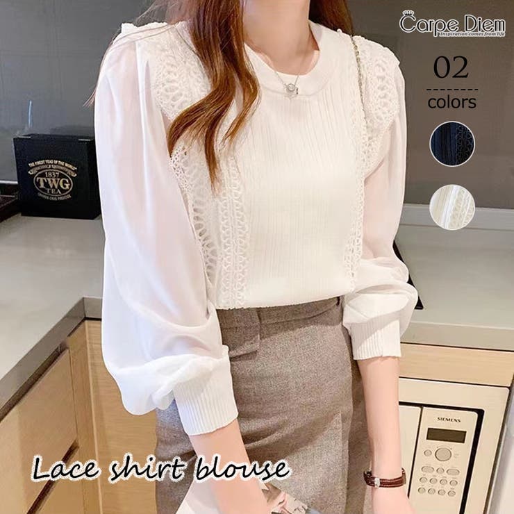 ホワイト | ブラウス 長袖 プルオーバー | Carpe diem