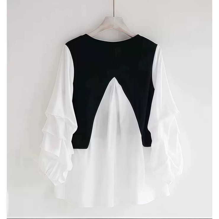 バイカラートップス レイヤード風トップス シャツブラウス | Carpe diem | 詳細画像8 