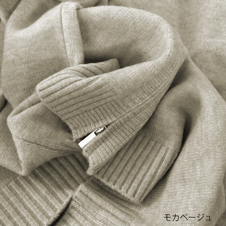 ゆったりダブルジップアップニットブルゾン レディース ニットジャケット | Carpe diem | 詳細画像4 