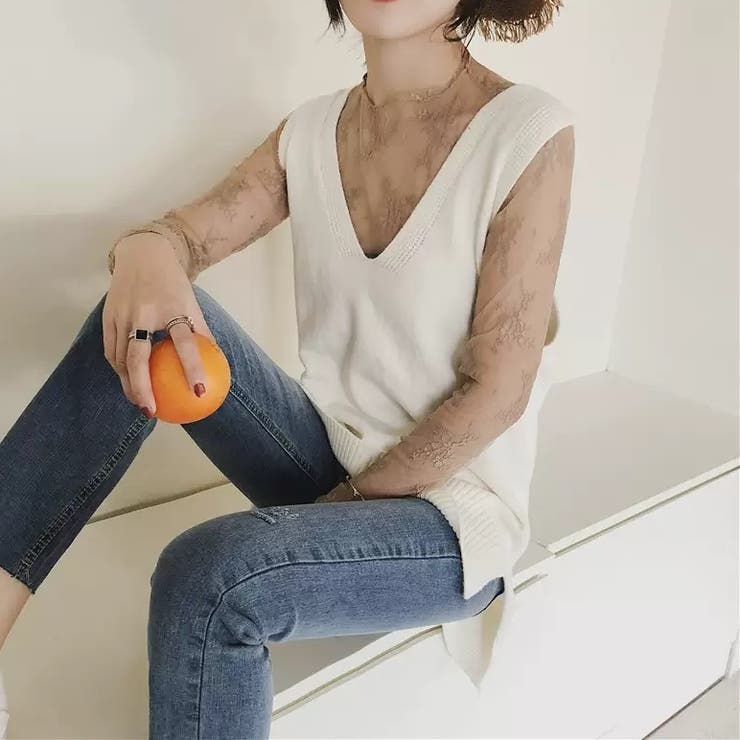 レースチュールトップス 長袖 シアートップス | Carpe diem | 詳細画像10