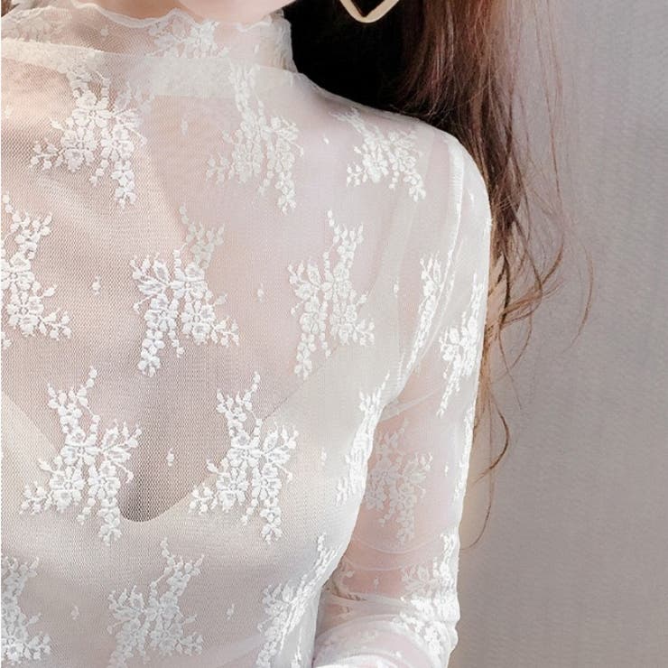 レースチュールトップス 長袖 シアートップス | Carpe diem | 詳細画像3