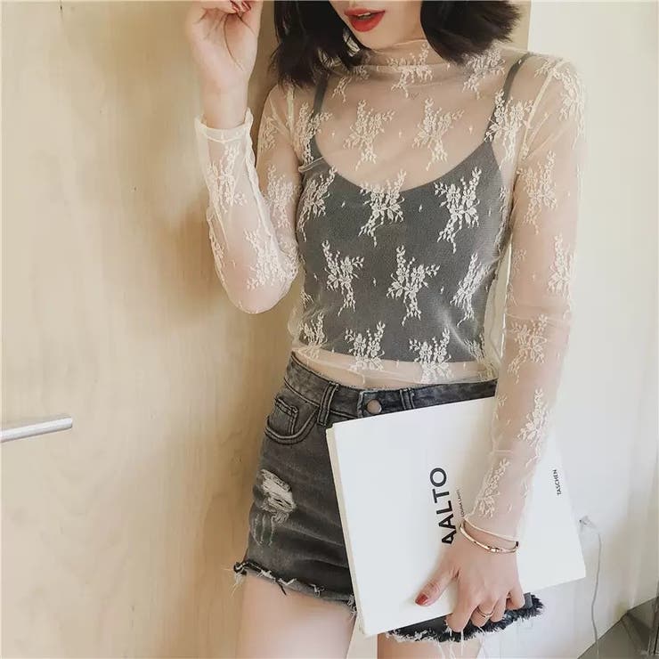 レースチュールトップス 長袖 シアートップス | Carpe diem | 詳細画像6