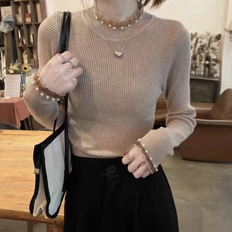 パール付きニット リブニット トップス | Carpe diem | 詳細画像12 