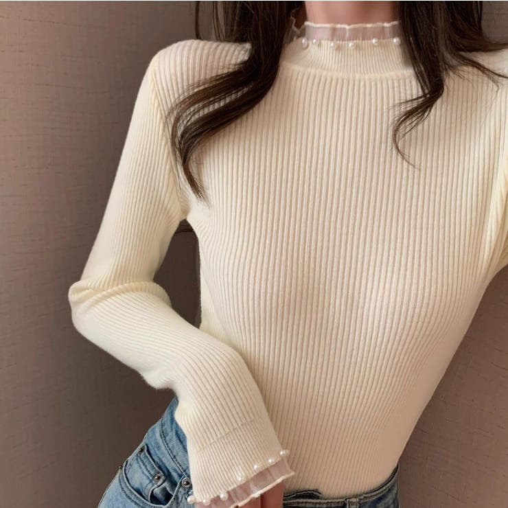 パール付きニット リブニット トップス | Carpe diem | 詳細画像7 